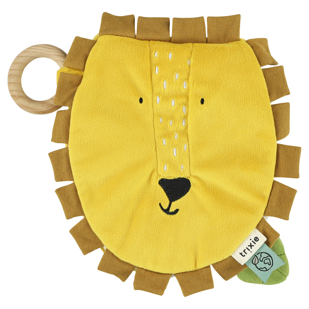 Trixie Voelboek Mr. Lion, zacht stoffen boek met texturen en interactieve functies, ideaal voor baby's vanaf 6 maanden