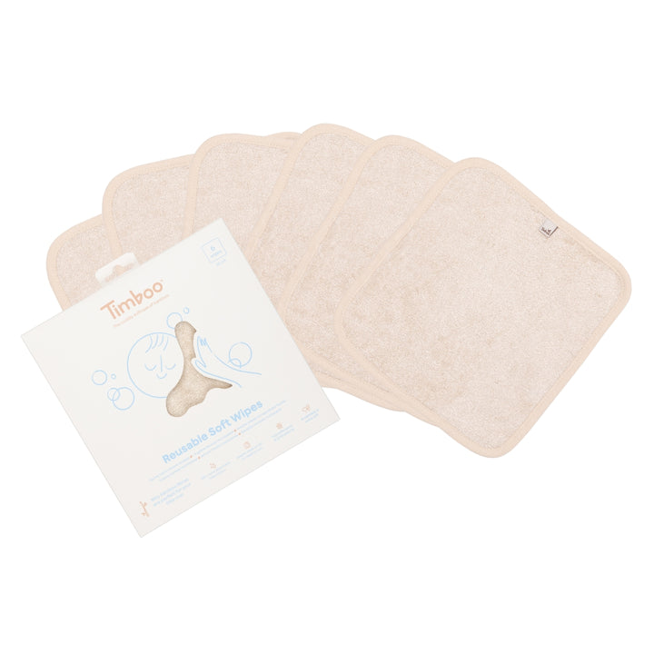 Herbruikbare Timboo Soft Wipes in de kleur Frosted Almond, set van 6.