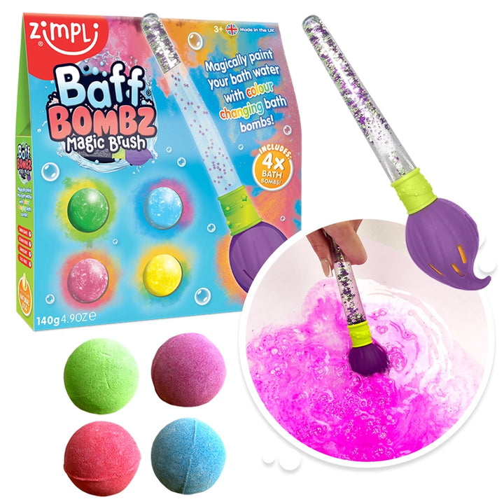 Zimpli Kids Magic Brush Baff Bombz, kleurrijk badspeeltje voor magische badtijd