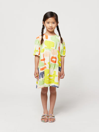 Jurk Carnival Puffed Woven All Over Offwhite