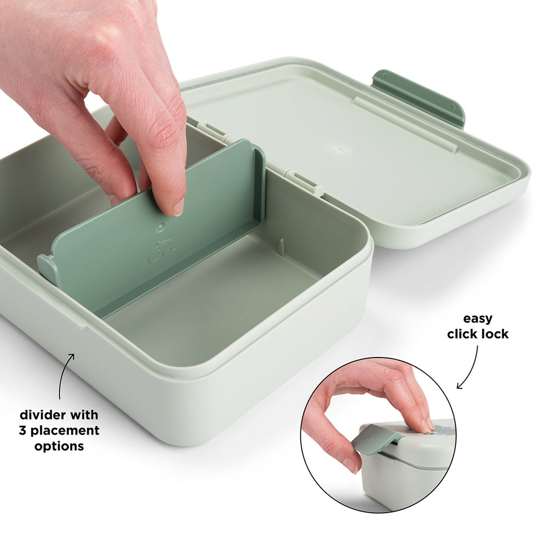 Lunchbox Done by Deer groen met verdeler en dierenvriendjes