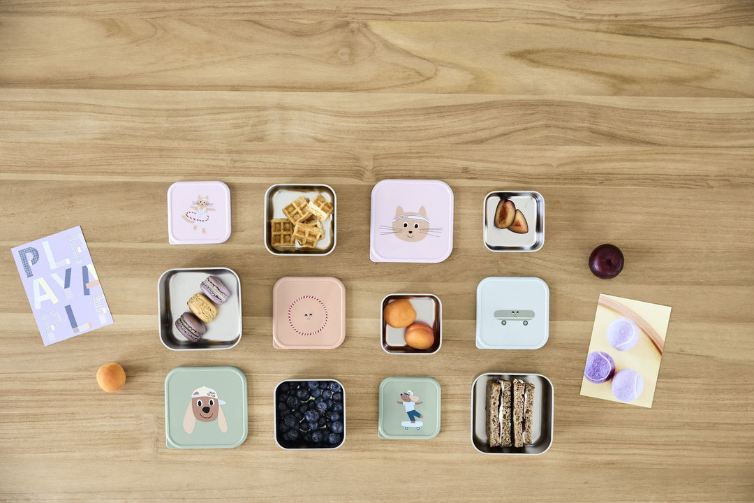 Lassig - Snackdoosjes Stainless Steel Tiny Team (3pack) | Cat