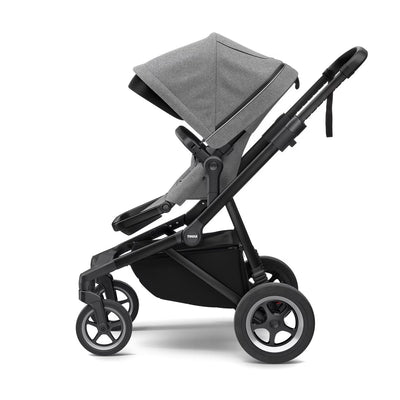 Kinderwagen Sleek met Draagmand Grey Melange on Black