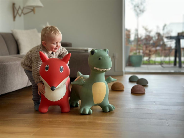 Vrolijk gekleurde Find That Hippo Springdier Dino Dexter, geschikt voor kinderen vanaf 2 jaar