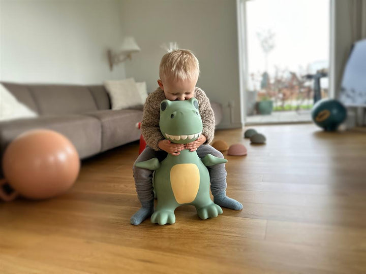 Vrolijk gekleurde Find That Hippo Springdier Dino Dexter, geschikt voor kinderen vanaf 2 jaar