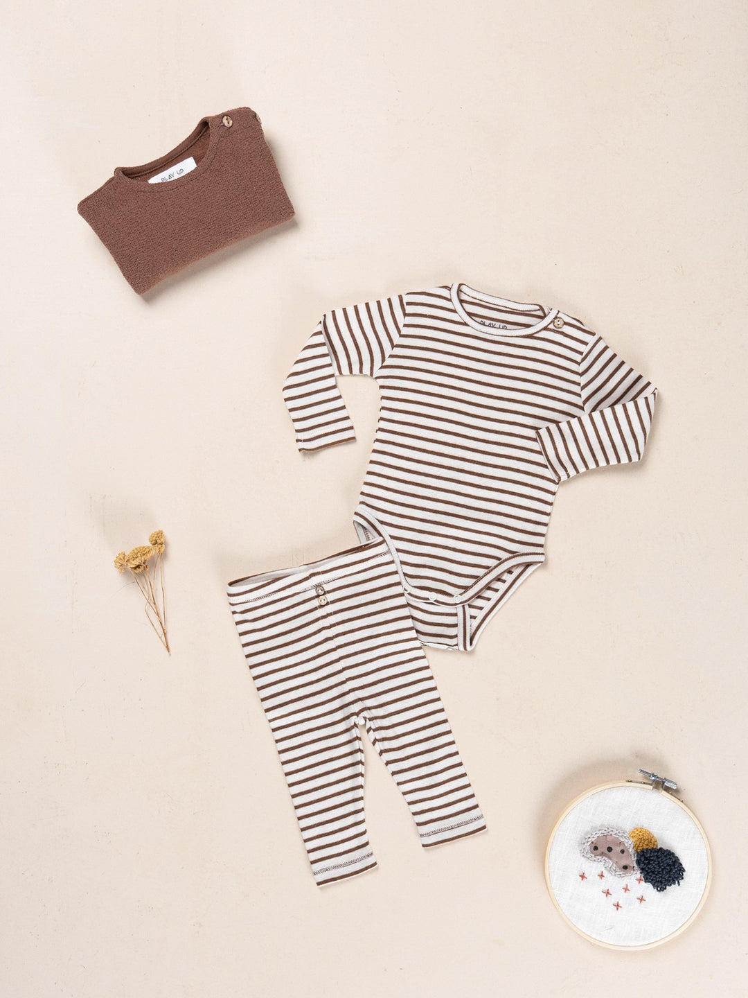 Play Up - Striped Rib Leggings Tufting Baby