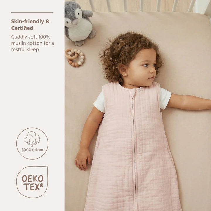 B-Boo - Slaapzak Hydrofiel Ongevoerd 110 cm | Soft Pink
