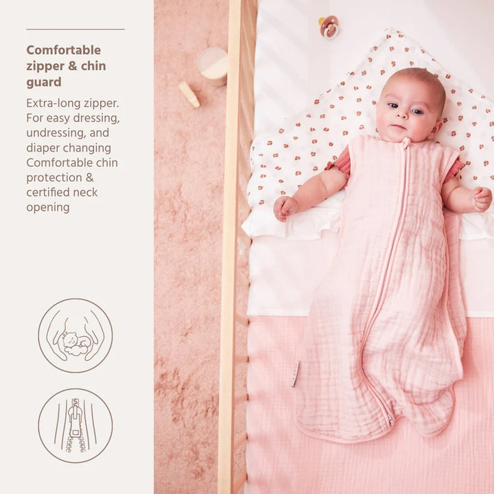 B-Boo - Slaapzak Hydrofiel Ongevoerd 110 cm | Soft Pink