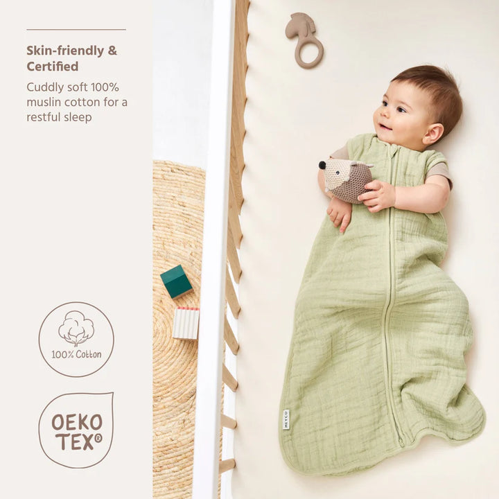 B-Boo - Slaapzak Hydrofiel Ongevoerd 110 cm | Soft Olive