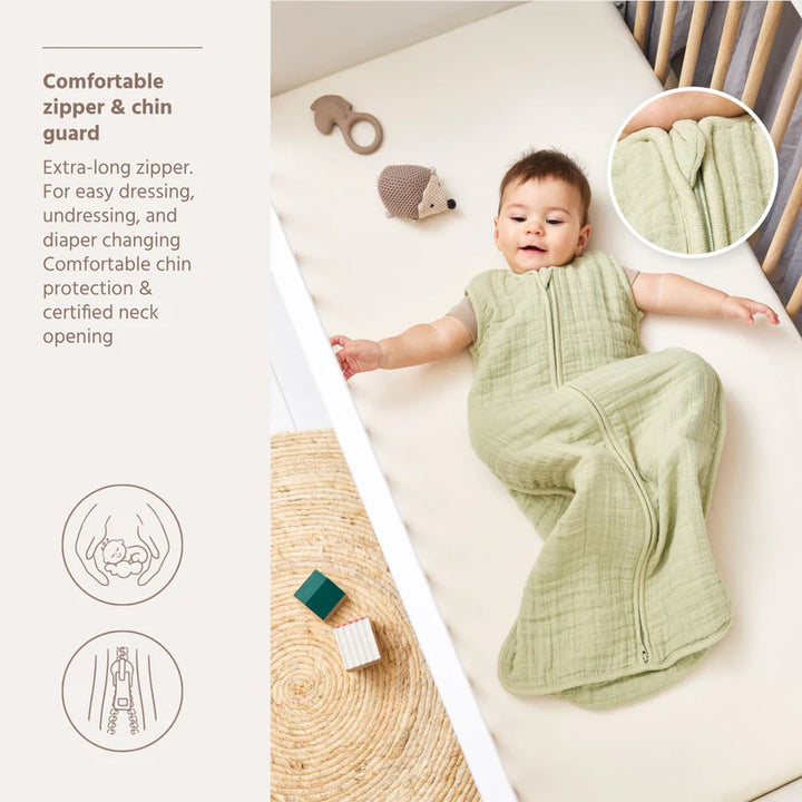 B-Boo - Slaapzak Hydrofiel Ongevoerd 110 cm | Soft Olive