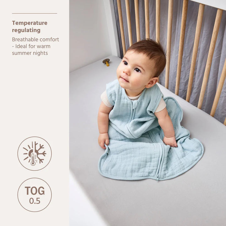 B-Boo - Slaapzak Hydrofiel Ongevoerd 60 cm | Grey Blue