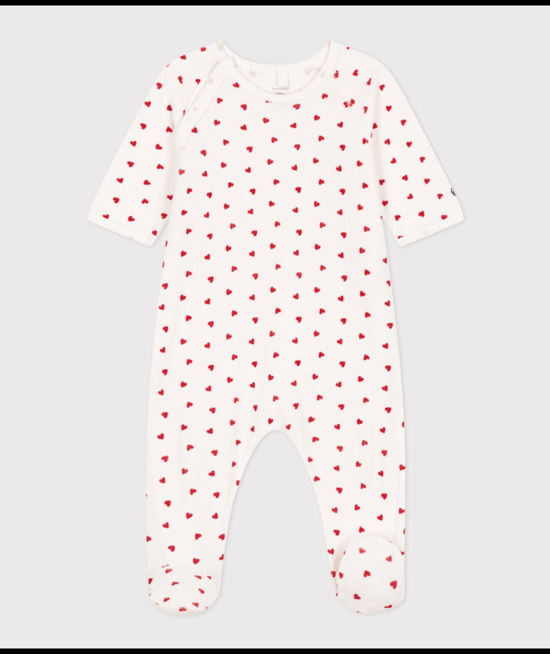 Pyjama Met Voetjes Large Red Hearts Marshmallow / Terkuit