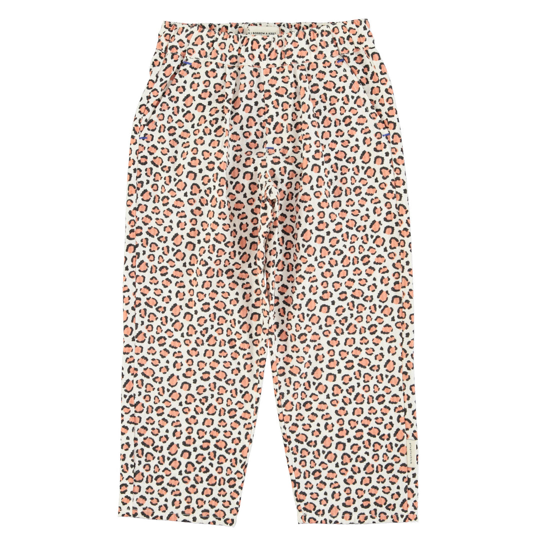 Ecru broek van Piupiuchick met tijgerprint en elastische tailleband