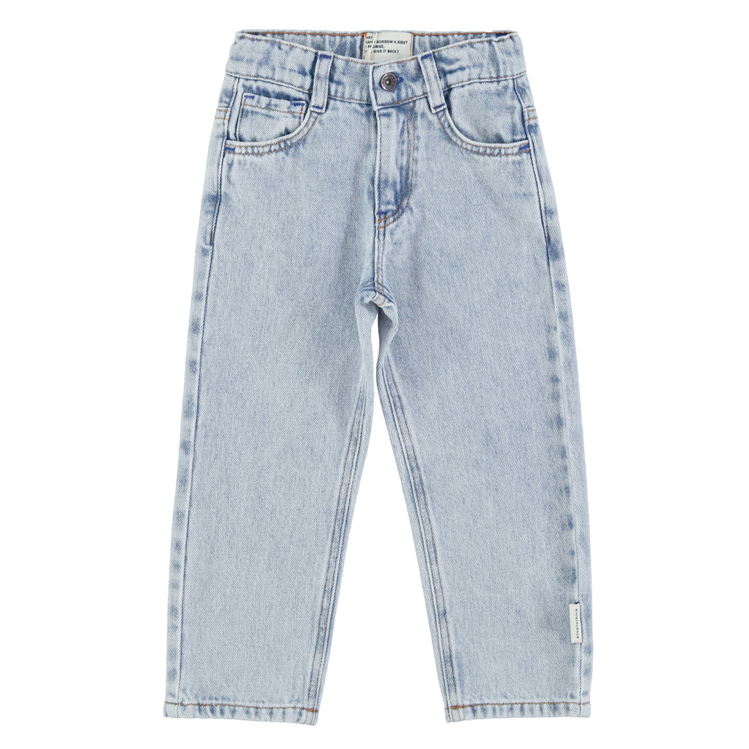 Blauwe jeans van Piupiuchick met washed look, achterzakken en logo-detail