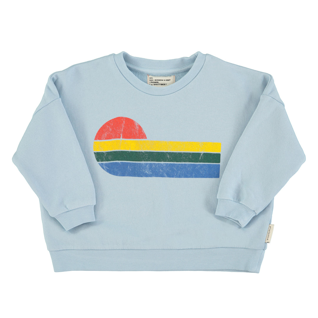 Lichtblauwe sweater van Piupiuchick met golfprint en Eighties opdruk