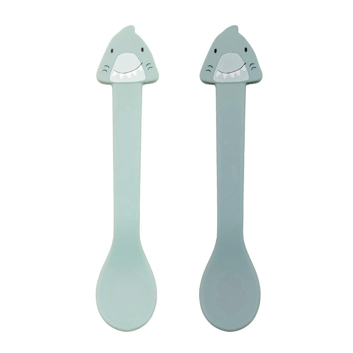 Set van 2 siliconen lepels Mr. Shark van Trixie, blauw en duurzaam