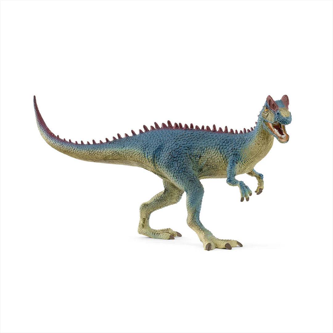 Schleich speelfiguur Dilophosaurus, blauwe hagedissenhuid, rode kammen