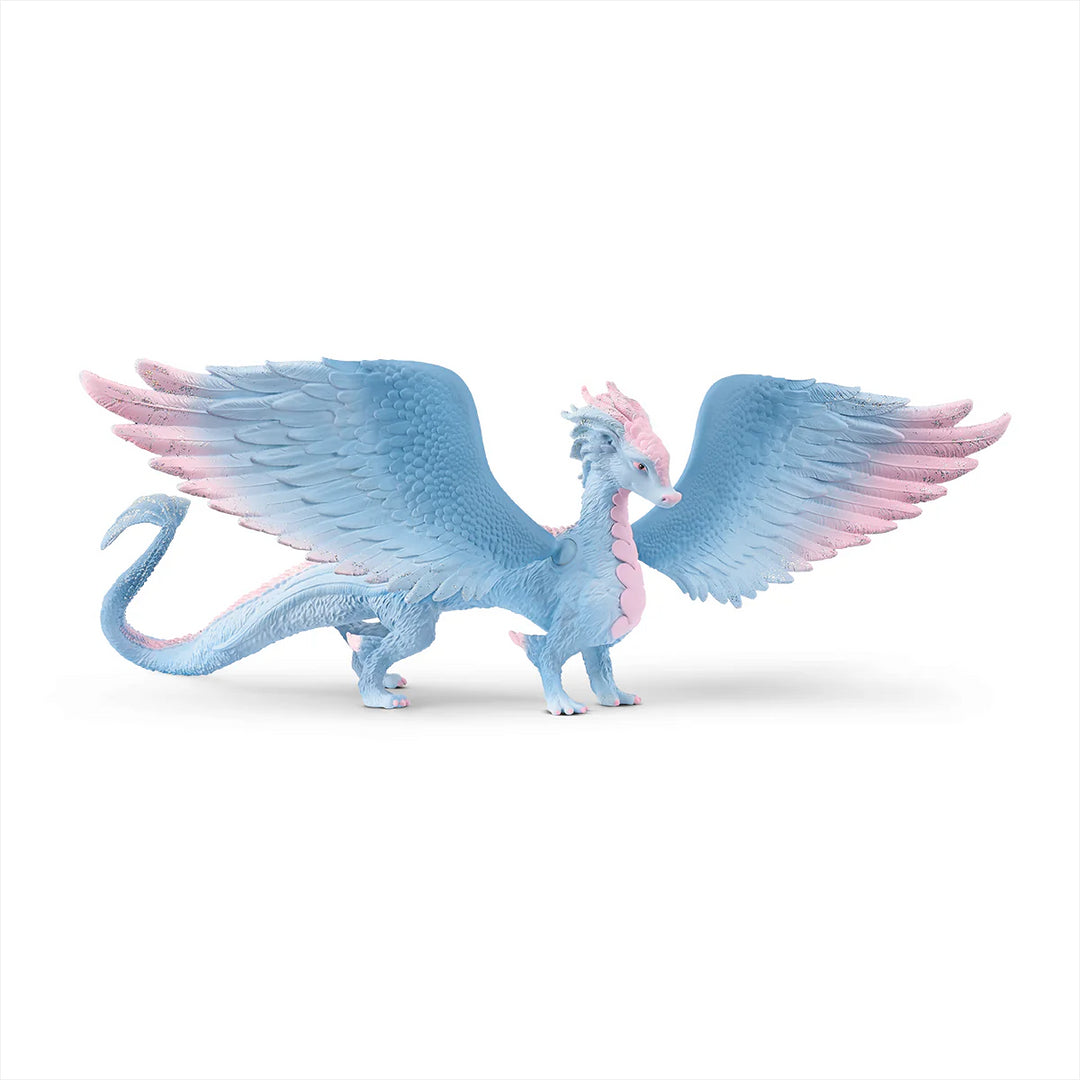 Schleich speelfiguur Kristallen Draak, blauwe vleugels met roze accenten, dikke roze schubben