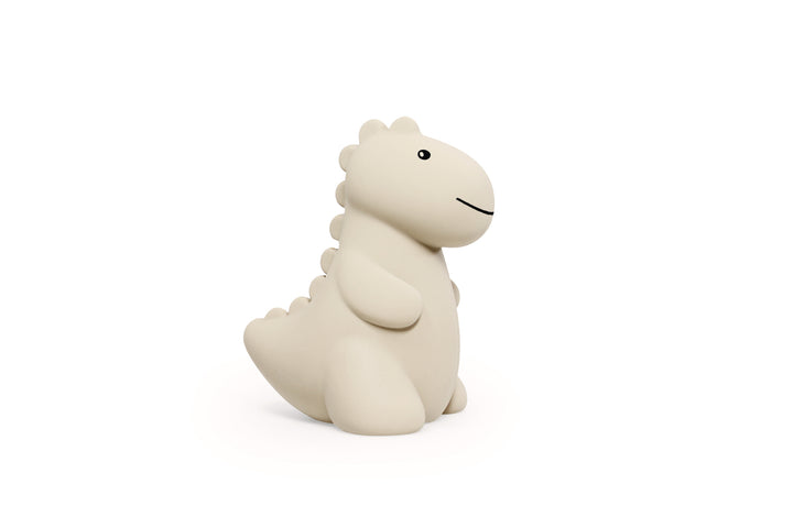 Schattige spaarpot Jeroom Dino Large van Atelier Pierre in Sand, gemaakt van zacht silicone