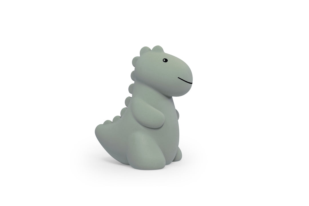 Schattige spaarpot Jeroom Dino Large van Atelier Pierre in Sage, gemaakt van zacht silicone