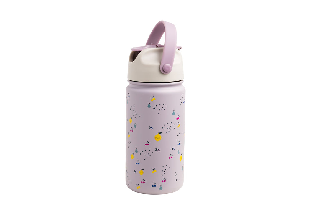 The Cotton Cloud Insulated Stainless Steel Fruity drinkfles – pastelkleurig, 240 ml, met siliconen rietje en handvat