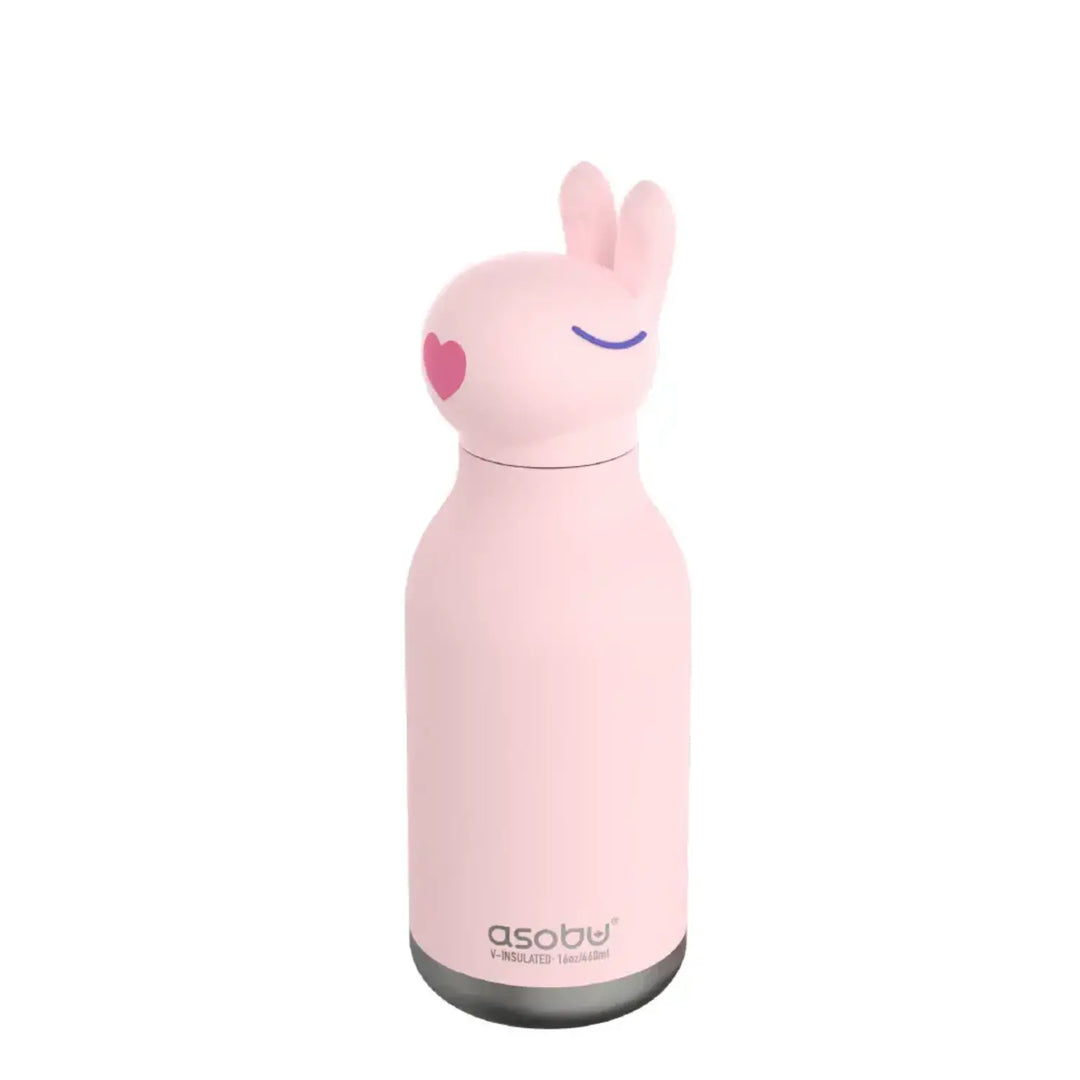 Asobu Bestie Bunny drinkfles 475ml in cream met konijnenhoofd