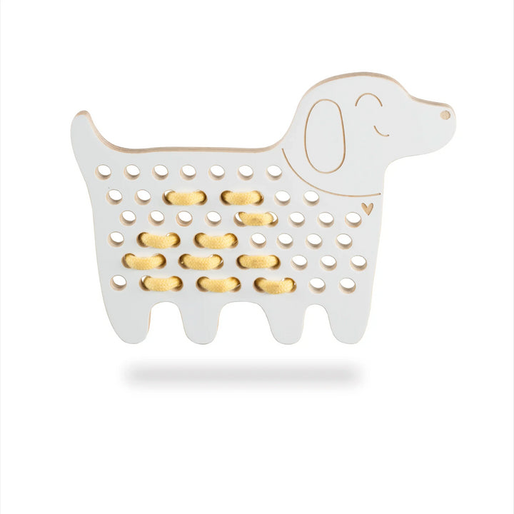 Milin houten rijgspel Charlie de hond in naturel design voor kinderen