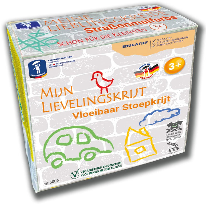 Feuchtmann vloeibaar stoepkrijt voor kinderen, veilig en afwasbaar, in vrolijke kleuren