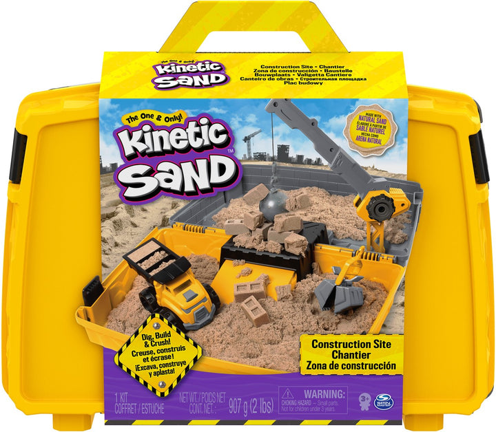 Kinetic Sand bouwplaatsset met kraan, kiepwagen en bruin zand