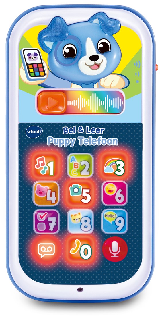 Interactieve Vtech puppy telefoon met opnamefunctie en leerknoppen