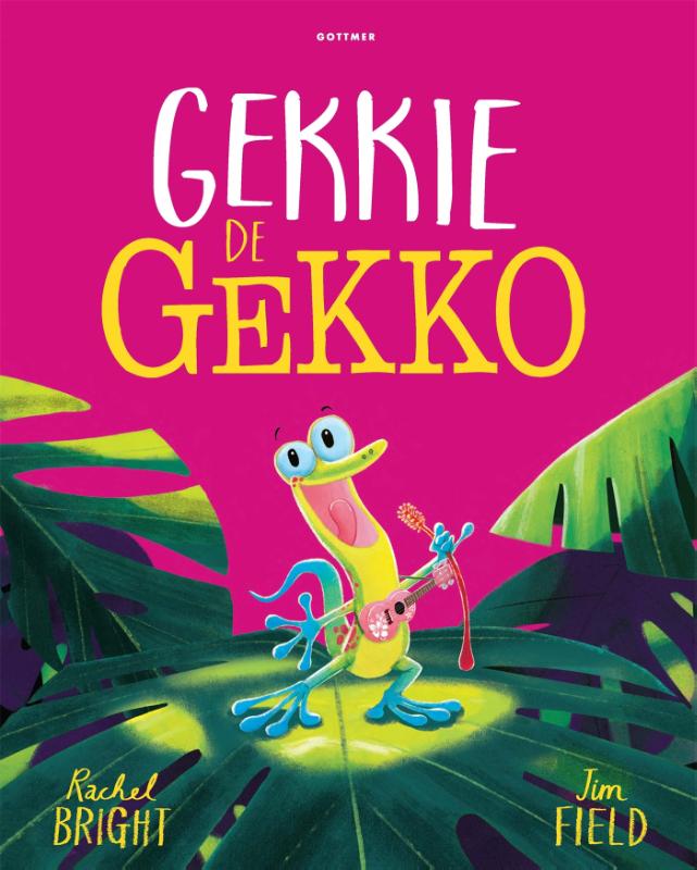 Gottmer prentenboek ‘Gekkie de Gekko’ met kleurrijke gekko op tropisch eiland, geschikt vanaf 4 jaar
