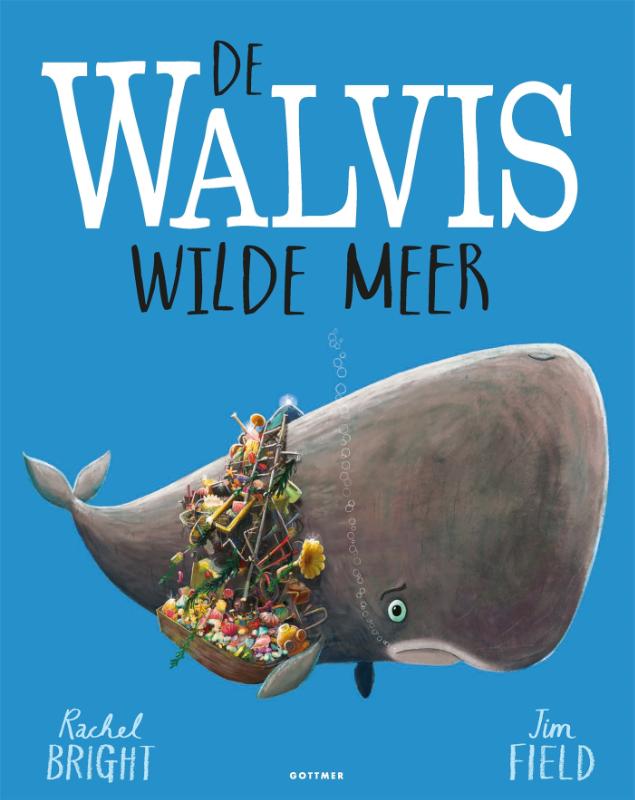 Cover van het prentenboek ‘De Walvis Wilde Meer’ met kleurrijke oceaanillustratie van walvis en krab