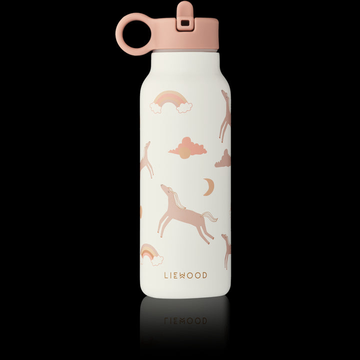 Liewood Falk waterfles 350ml met rietje en handvat in Dream Ecru