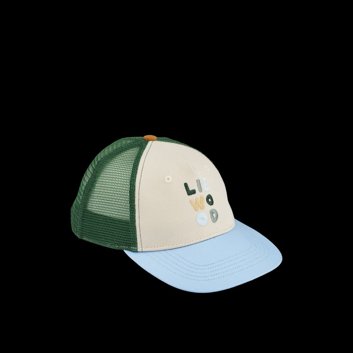 Liewood Delia trucker pet in Classic Navy Multi Mix met ademend gaas en zonneklep