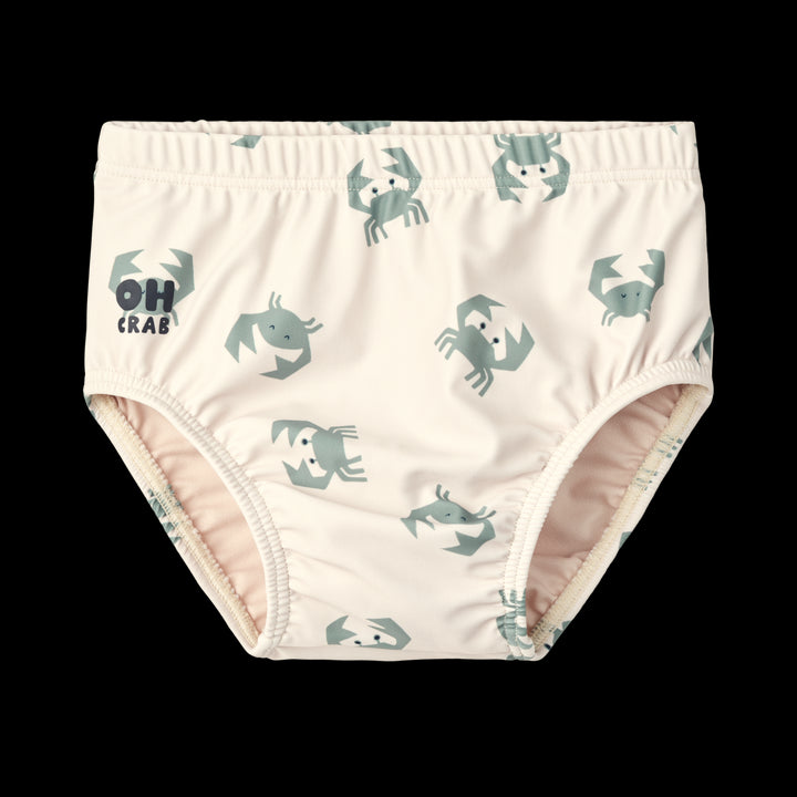 Liewood Anthony babyzwembroek met krabbenprint in Sandy kleur, ruimte voor luier