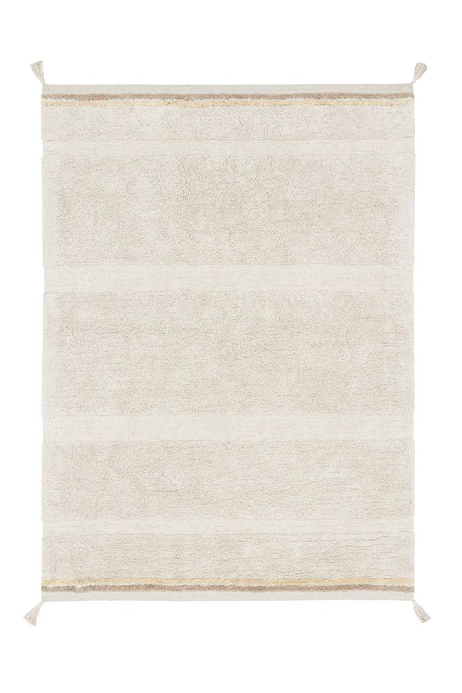 Lorena Canals vloerkleed 140x200 cm in Natural met bohemien kwastjes, uit de Fantasy Garden collectie