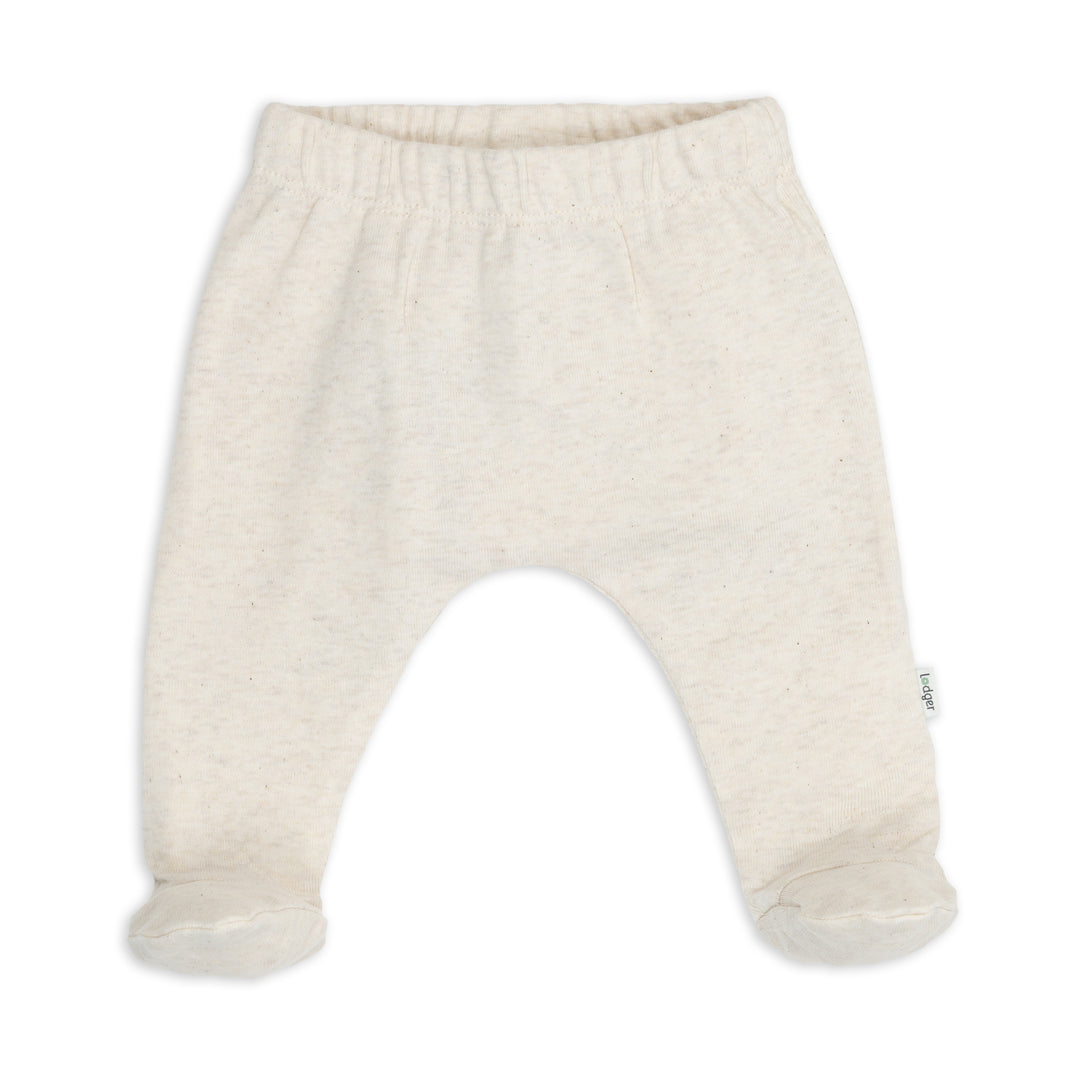 Lodger Joggingbroek baby met voetjes in Birch – biologisch katoen