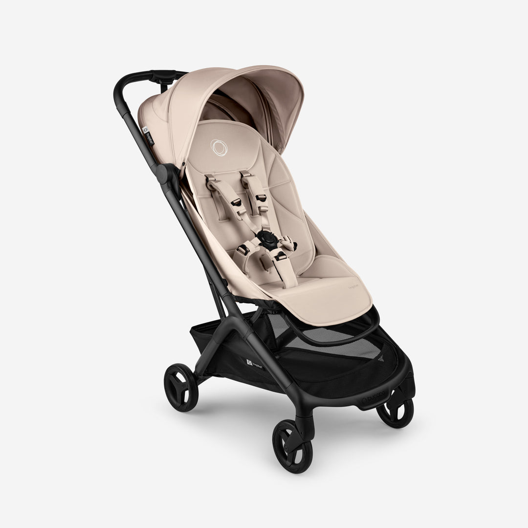 Bugaboo Butterfly2 buggy in Desert Taupe, ingeklapt en gebruiksklaar