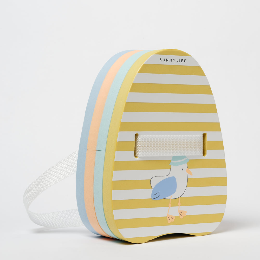 Sunnylife zwemhulp rugzak met gele strepen en Sid de Zeemeeuw print