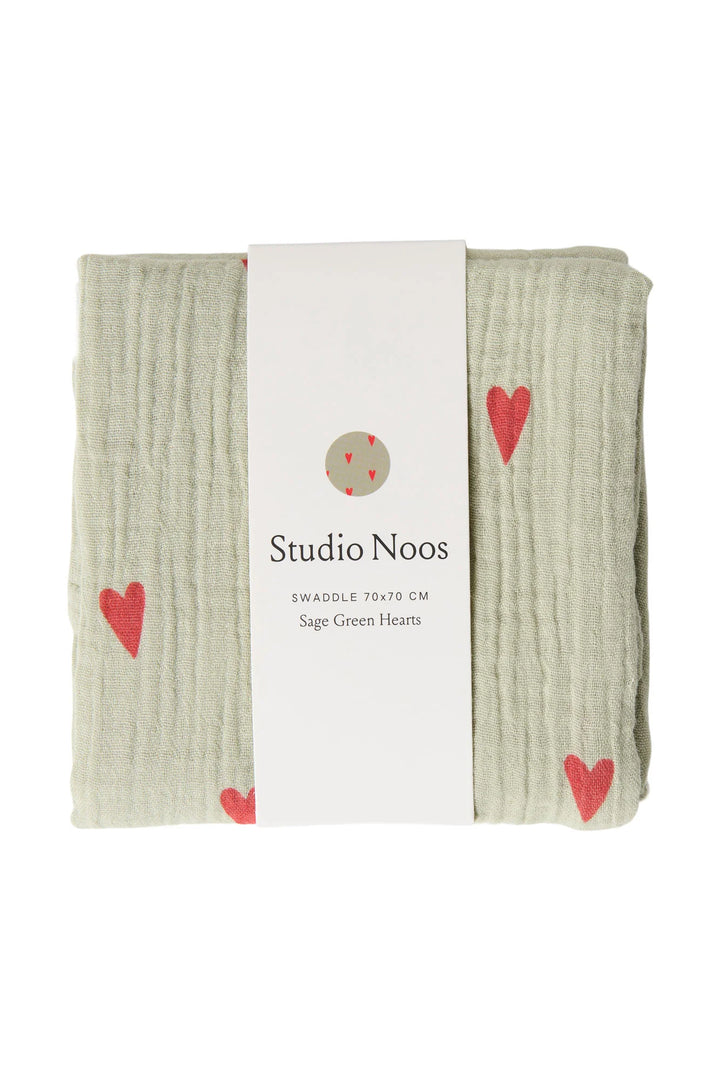 Studio Noos – Tetradoek 70x70 cm Hearts | Green