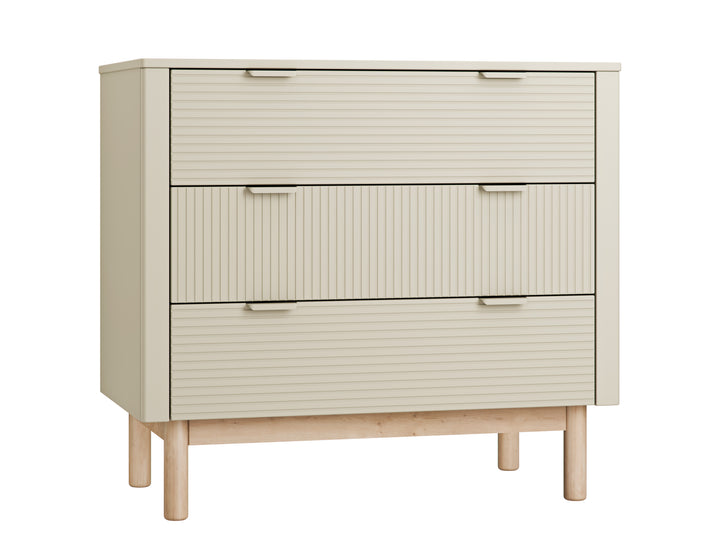 Champagne Pinio Miloo commode met 3 lades en houten poten