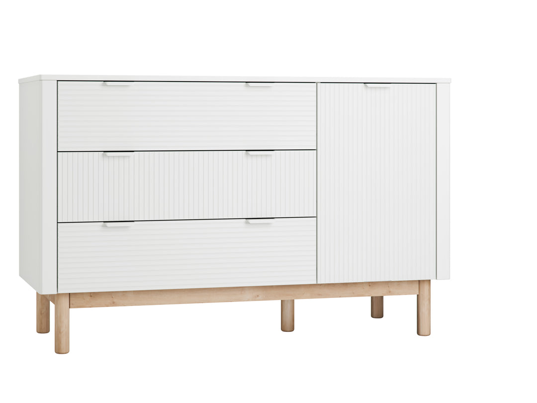 Pinio Miloo commode wit met 3 lades en 1 kastdeur