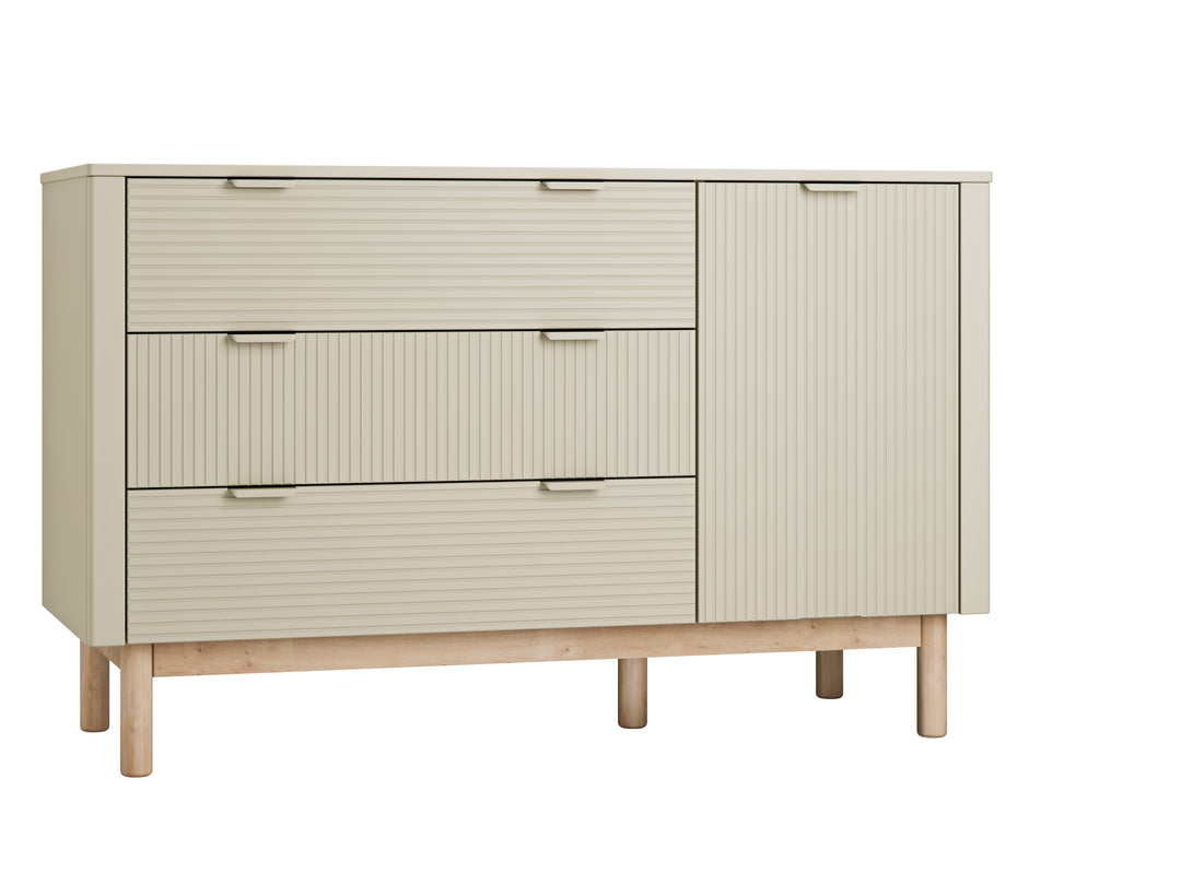Pinio Miloo commode champagne met 3 lades en 1 kastdeur
