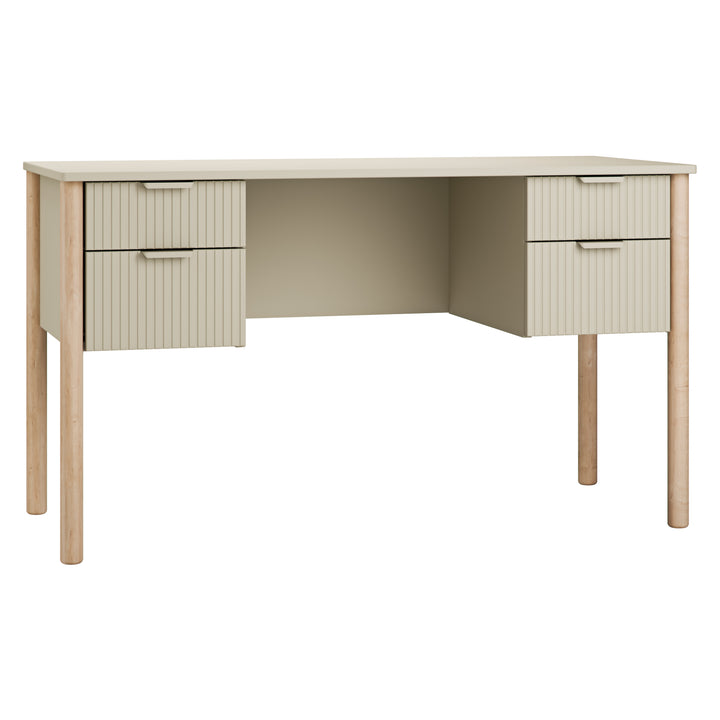 Champagne Pinio Miloo bureau met lades en houten beuken poten