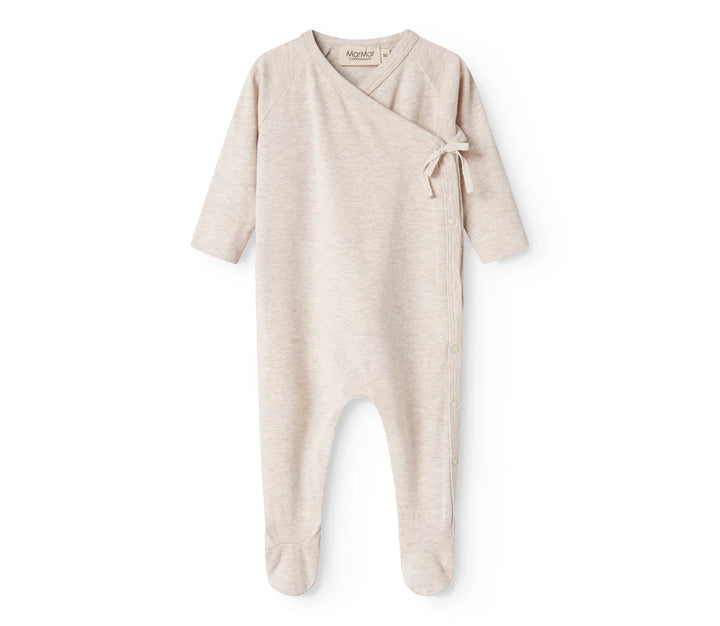 MarMar baby pyjama met voetjes en wikkelsluiting in beige melange