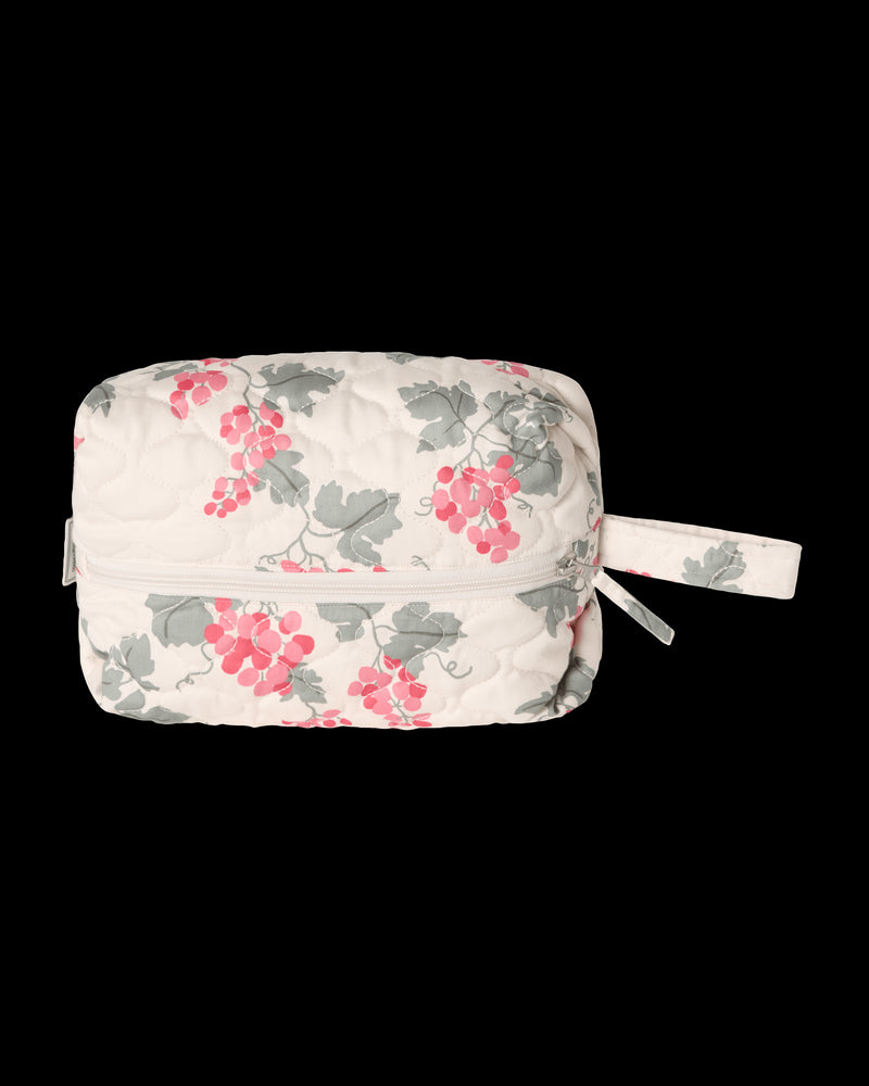Garbo & Friends toilettas met Grapes Pink bloemenprint in gewatteerd biologisch katoen