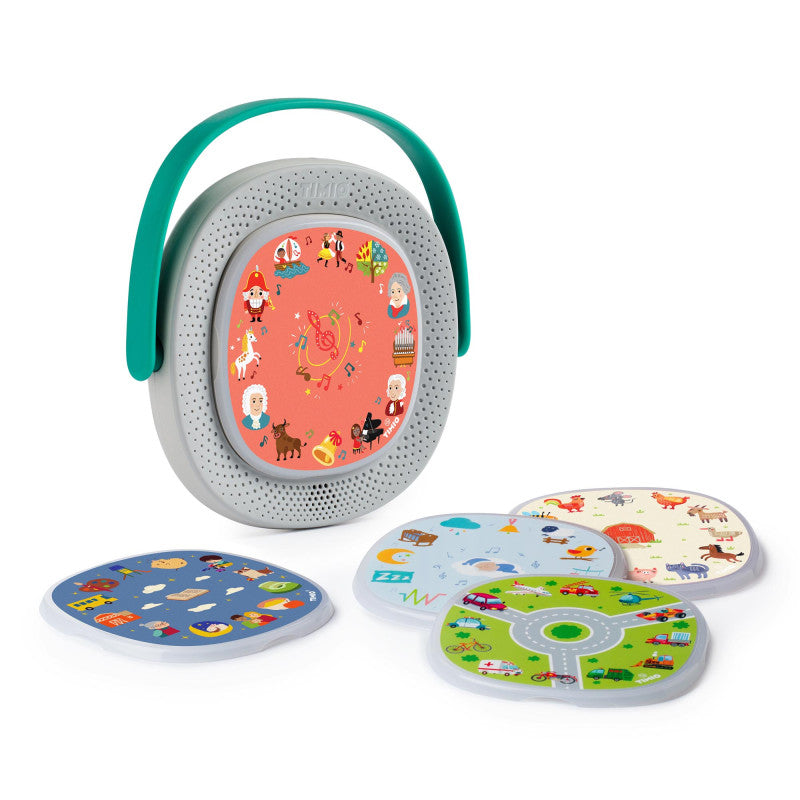 Oplaadbare Timio audiospeler met 5 educatieve discs, zonder scherm