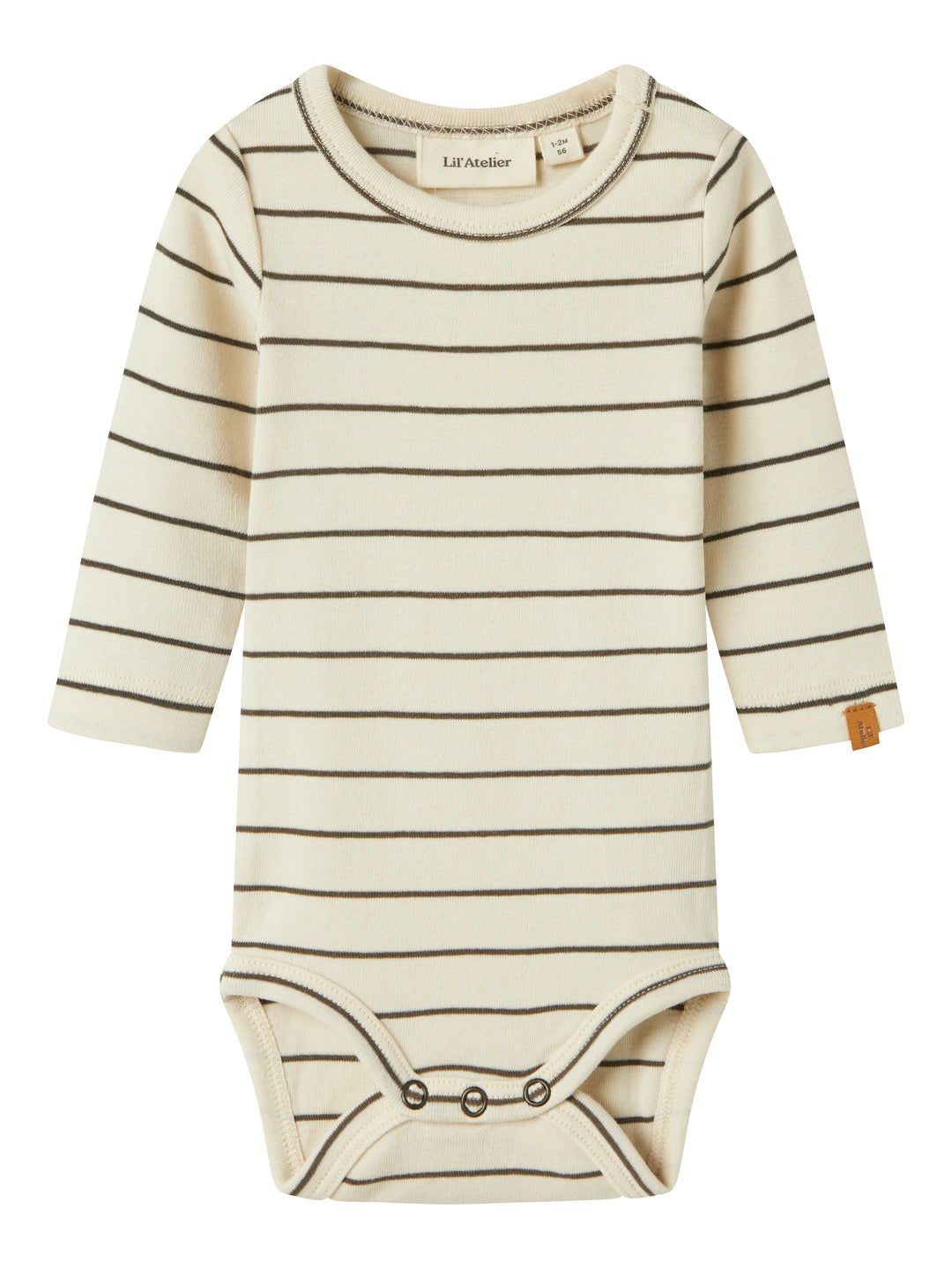 Lil Atelier babybody met strepen en lange mouwen in Turtledove
