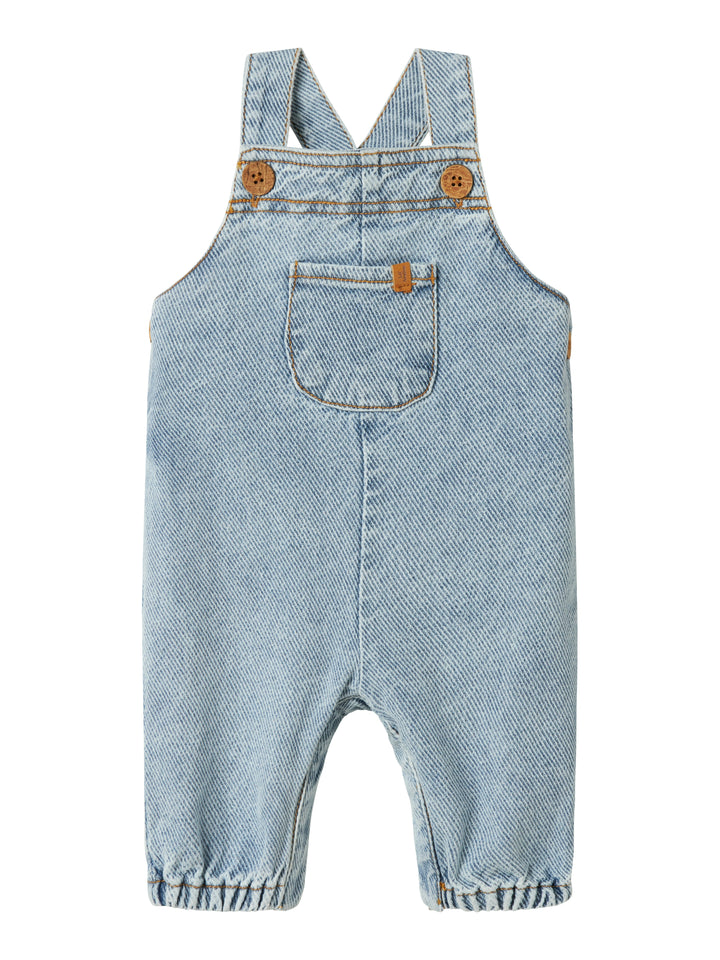 Lil Atelier denim salopette met ribstructuur in Medium Blue