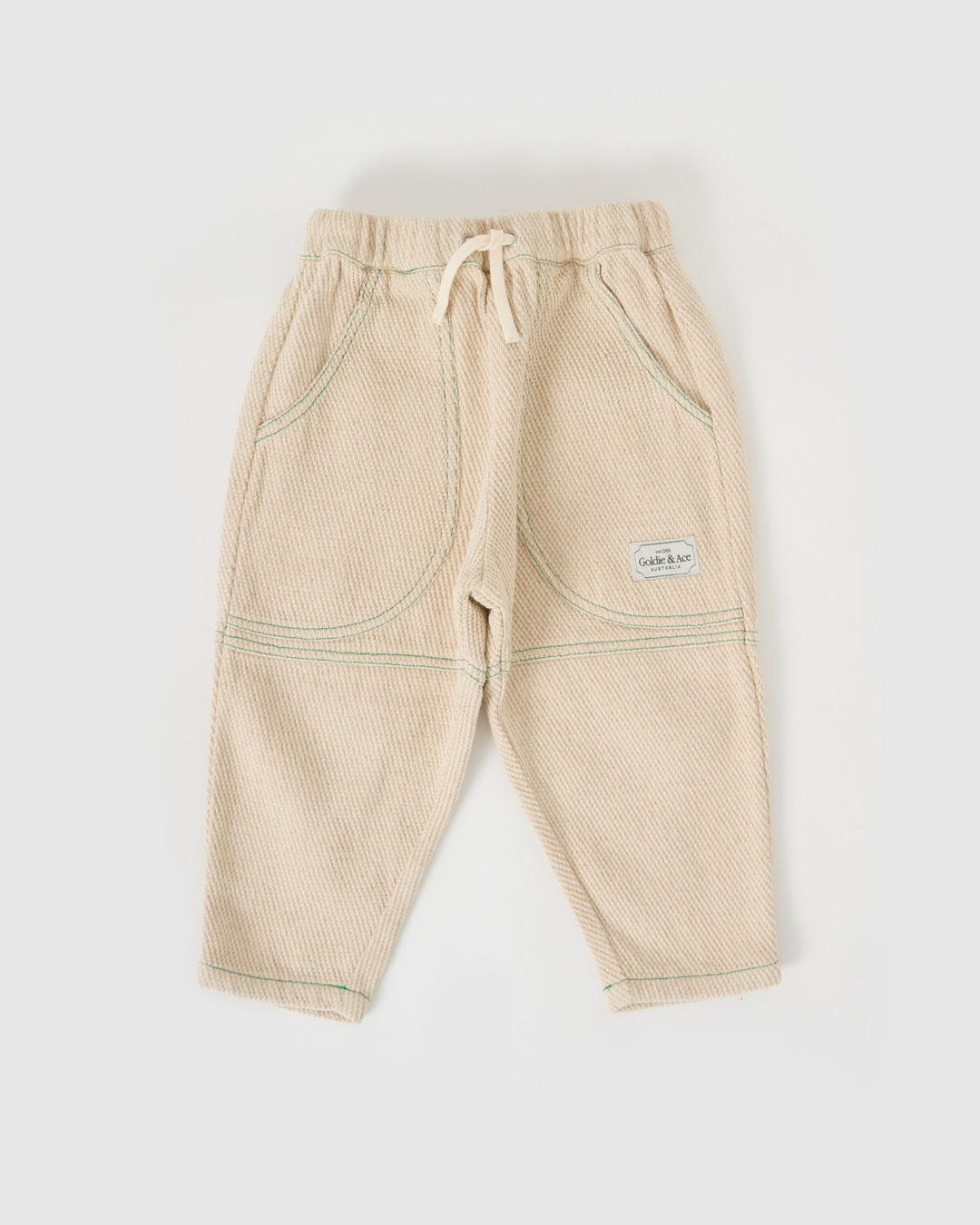Goldie + Ace Drew broek in zandkleur met oversized zakken en trekkoord